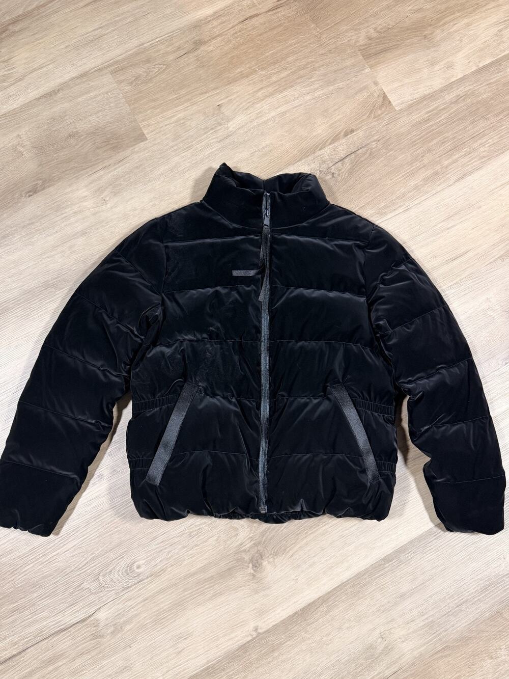 Athleta Venice Odyssey Velvet Down Jacket Womens S Black Puffer 631313